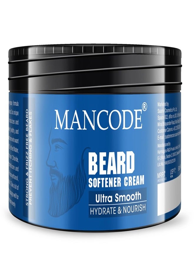 MAN CODE Mancode Beard Softener Cream - 100gm | for Frizzy Rough Dry Mustache and Beard | Long Lasting Moisturization & Nourishement | Mooch Beard Perfect Styling Cream | Argan Almond Walnut Oil Shea Butter Proteins and Vitamins Enriched | No Paraben No Sulfate (Pack of 1) - Image 1